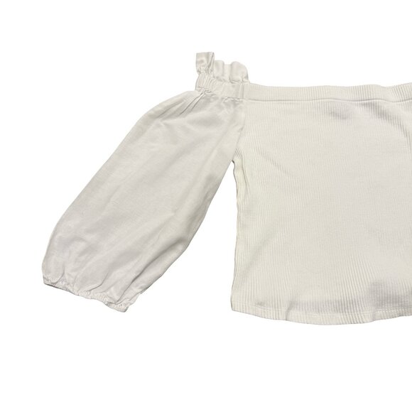 White Off-The-Shoulder Puff Sleeve Top - Picture 4 of 4
